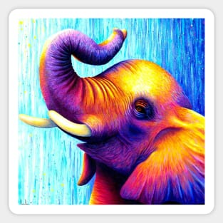 Vibrant baby elephant artwork Sticker